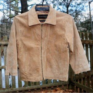 Girls Size SM/MED Khaki Tan Suede Jacket Coat Zip Front by Dimensions NY